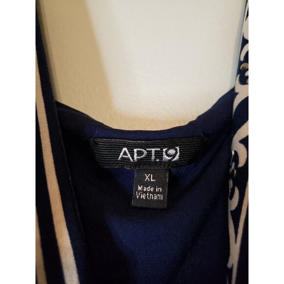 Apt. 9 Womens Sz XL Dress V Neck Dark Blue Paisley Sleeveless Knee Length - Picture 5 of 6